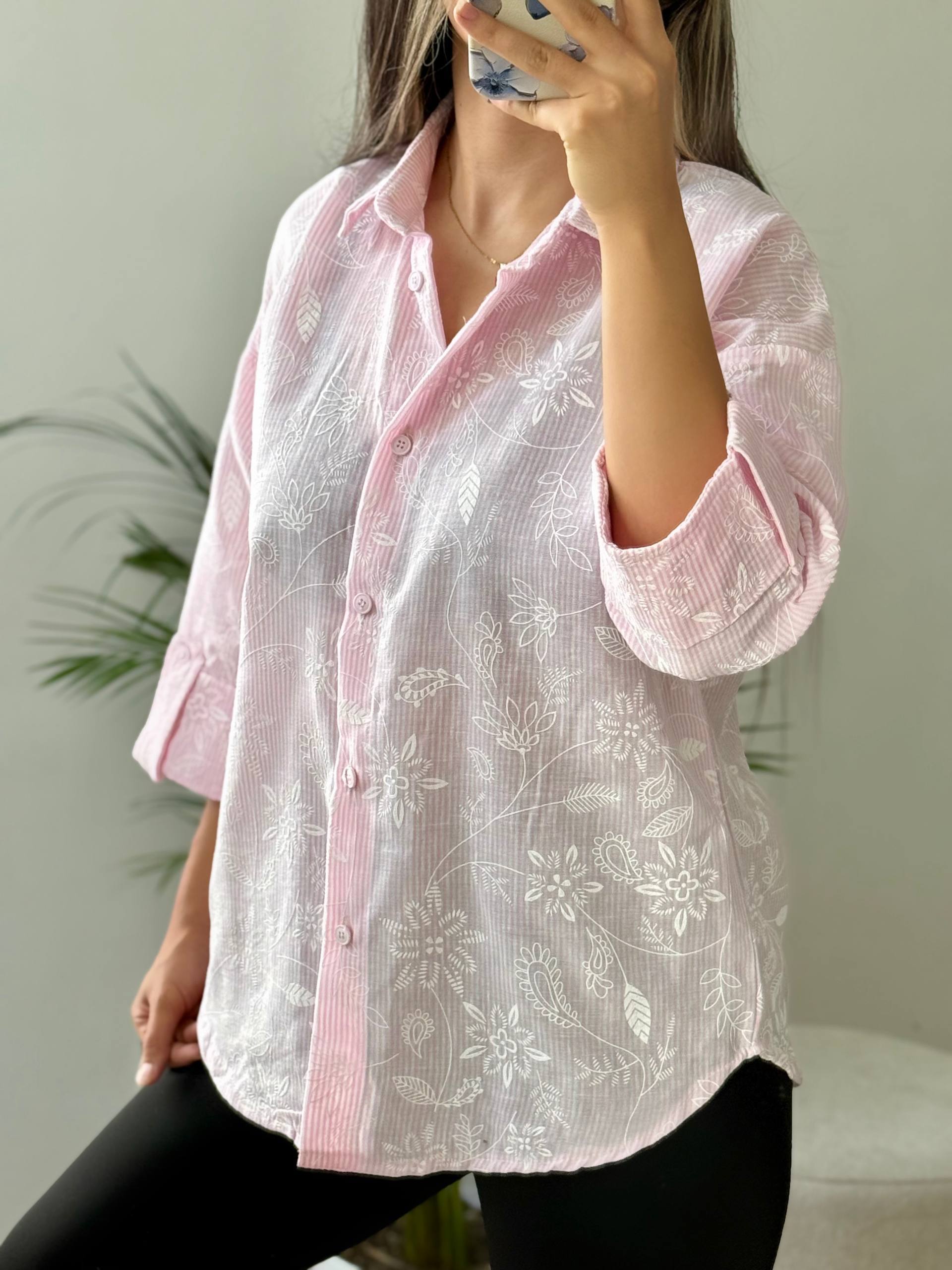 شومیز راه راهی زارا گل برجسته